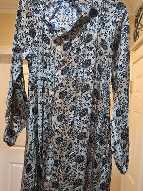 lola Cream Long Sleeve Dress with Black Floral Print